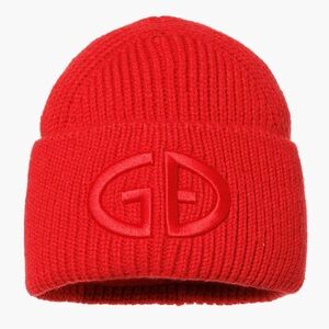 Goldbergh Red Ribbed Logo Beanie